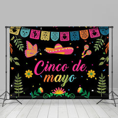 Lofaris Leaves Black Pink Cinco De Mayo Mexican Fiesta Backdrop