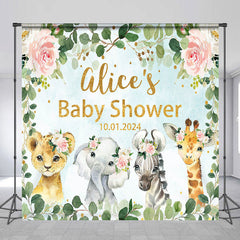 Lofaris Leaves Floral Animals Custom Baby Shower Backdrop