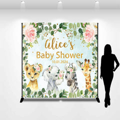 Lofaris Leaves Floral Animals Custom Baby Shower Backdrop