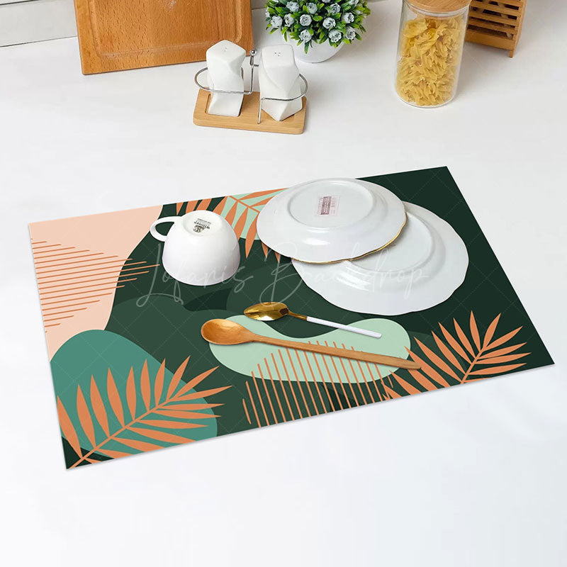 Lofaris Leaves Green Flesh Color Orange Set Of 4 Placemats