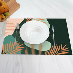 Lofaris Leaves Green Flesh Color Orange Set Of 4 Placemats