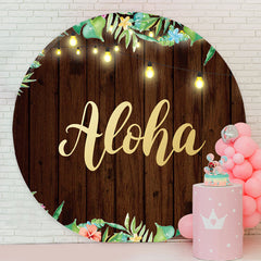 Lofaris Leaves Light Aloha Wooden Round Party Backdrop