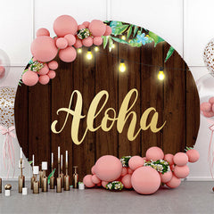 Lofaris Leaves Light Aloha Wooden Round Party Backdrop