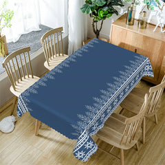 Lofaris Leaves Pattern Navy Blue Tablecloth For Kitchen Decor