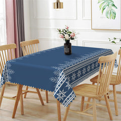 Lofaris Leaves Pattern Navy Blue Tablecloth For Kitchen Decor