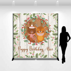 Lofaris Leaves White Wood Bear Deer Custom Birthday Backdrop