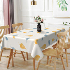 Lofaris Leaves Yellow Blue Modern White Rectangle Tablecloth