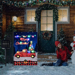 Lofaris LED Red Truck Christmas Yard Flag For Outdoor Decor