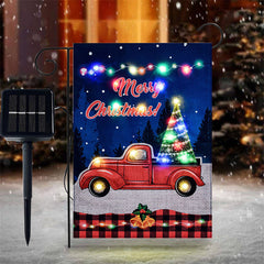 Lofaris LED Red Truck Christmas Yard Flag For Outdoor Decor