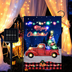 Lofaris LED Red Truck Christmas Yard Flag For Outdoor Decor