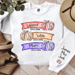 Lofaris Legend Wife Mom Colorful Pumpkins Custom Sweatshirt