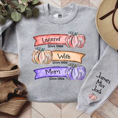 Lofaris Legend Wife Mom Colorful Pumpkins Custom Sweatshirt