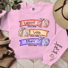 Lofaris Legend Wife Mom Colorful Pumpkins Custom Sweatshirt