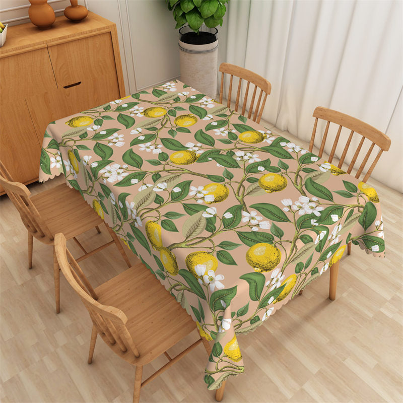 Lofaris Lemon Branch Flowers Leaves Tablecloth For Party Decor