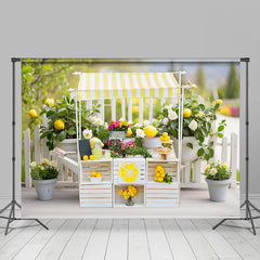 Lofaris Lemon Wooden Stall Green Leaves Spring Backdrop