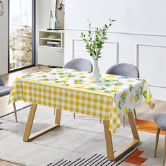 Lofaris Lemon Yellow Plaid Rectangle Tablecloth for Kitchen