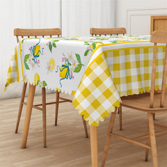 Lofaris Lemon Yellow Plaid Rectangle Tablecloth for Kitchen