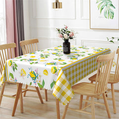 Lofaris Lemon Yellow Plaid Rectangle Tablecloth for Kitchen