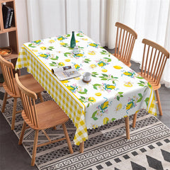 Lofaris Lemon Yellow Plaid Rectangle Tablecloth for Kitchen