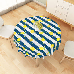 Lofaris Lemons Star Pattern Navy Stripes Cloud Tablecloth