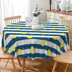 Lofaris Lemons Star Pattern Navy Stripes Cloud Tablecloth