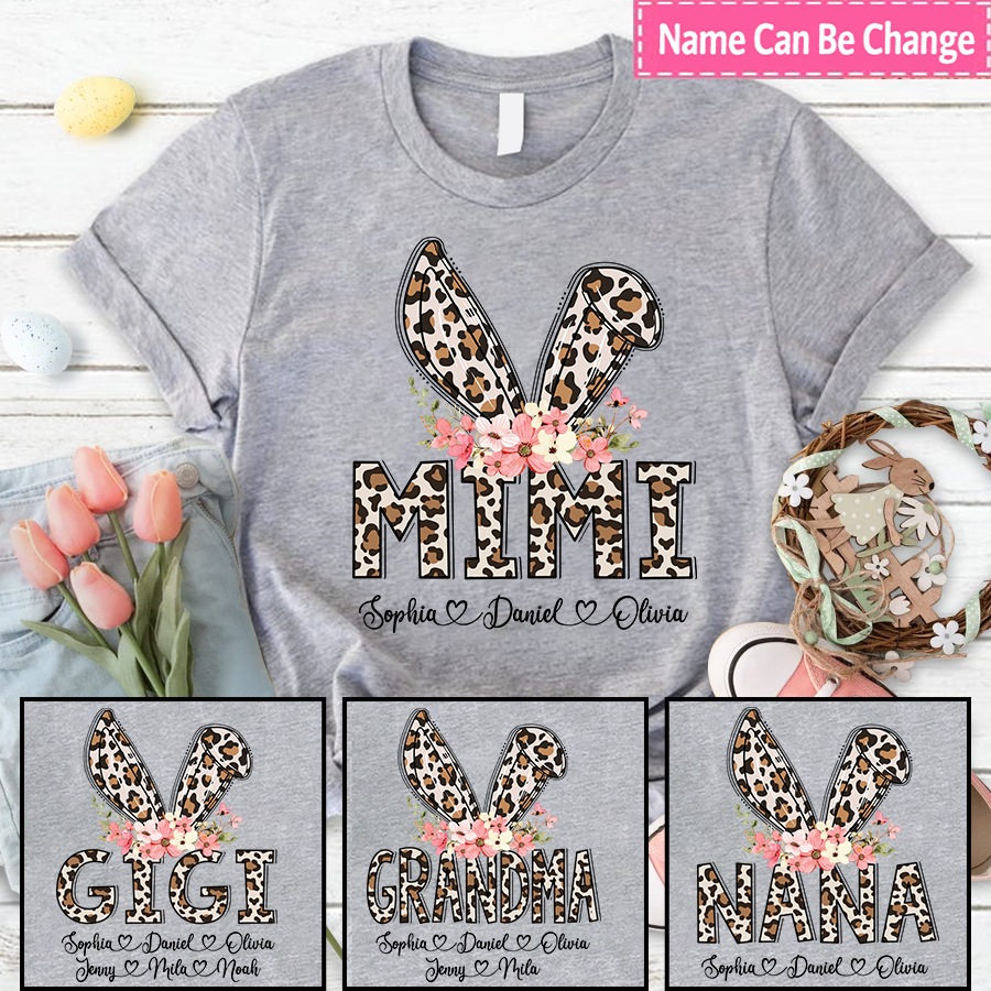 Lofaris Leopard Bunny Mimi And Kids Easter Day Gift T-Shirt