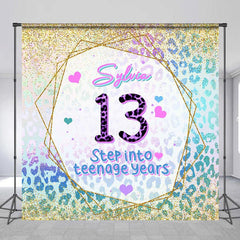 Lofaris Leopard Gold Teenage Year Custom Birthday Backdrop