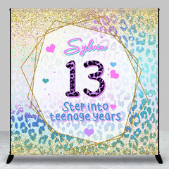 Lofaris Leopard Gold Teenage Year Custom Birthday Backdrop