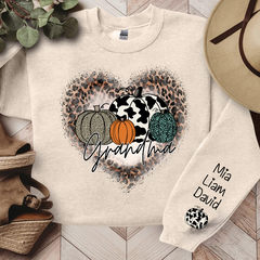 Lofaris Leopard Heart Fall Pumpkin Grandma Custom Sweatshirt