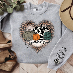 Lofaris Leopard Heart Fall Pumpkin Grandma Custom Sweatshirt