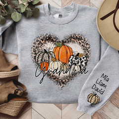 Lofaris Leopard Heart Shaped Pumpkin Fall Custom Sweatshirt