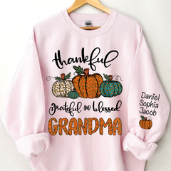 Lofaris Leopard Pumpkin Grandma And Kids Custom Sweatshirt