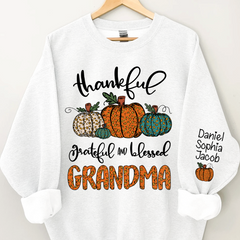 Lofaris Leopard Pumpkin Grandma And Kids Custom Sweatshirt