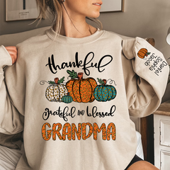 Lofaris Leopard Pumpkin Grandma And Kids Custom Sweatshirt