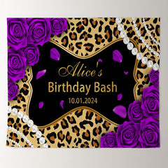 Lofaris Leopard Purple Rose Pearl Custom Birthday Backdrop