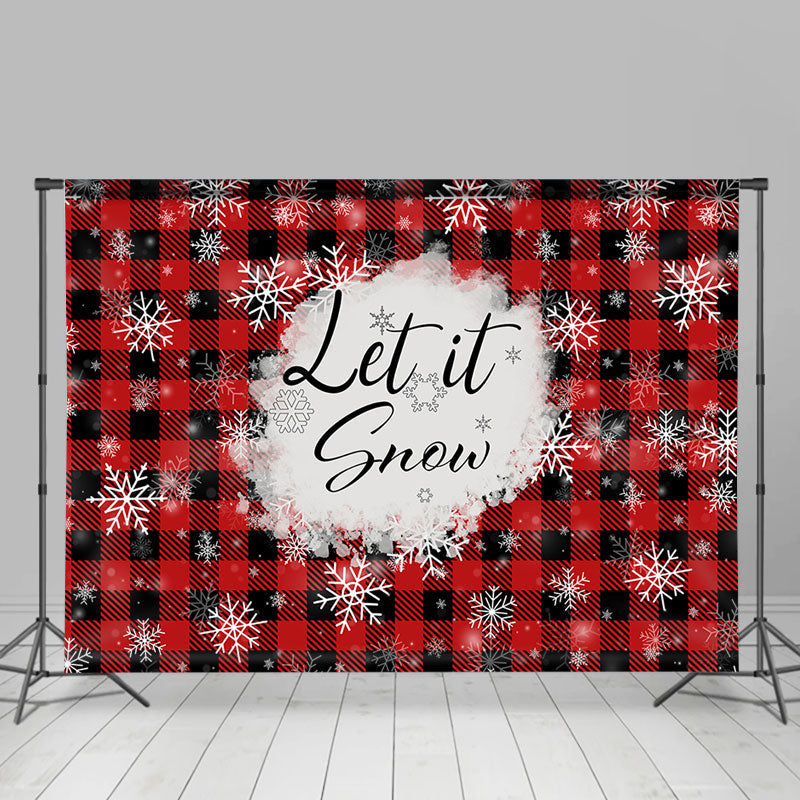 Lofaris Let it Snow Black Red Plaid Christmas Backdrop