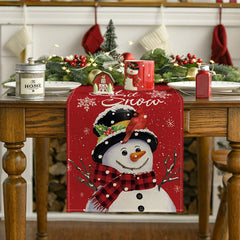 Lofaris Let It Snow Cute Snowman Red Christmas Table Runner