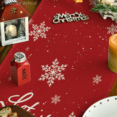 Lofaris Let It Snow Cute Snowman Red Christmas Table Runner