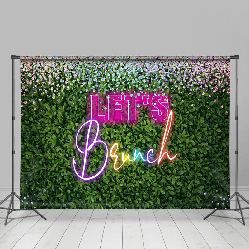 Lofaris Lets Brunch Diamond Glitter Greenery Leaves Backdrop