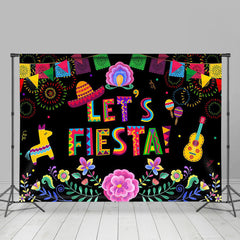 Lofaris Lets Fiesta Colorful Guitar Mexican Backdrop