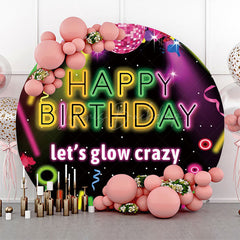 Lofaris Lets Glow Crazy Black Disco Round Birthday Backdrop