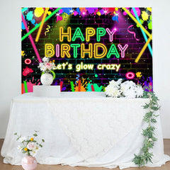 Lofaris Lets Glow Crazy Brick Graffiti Birthday Backdrop