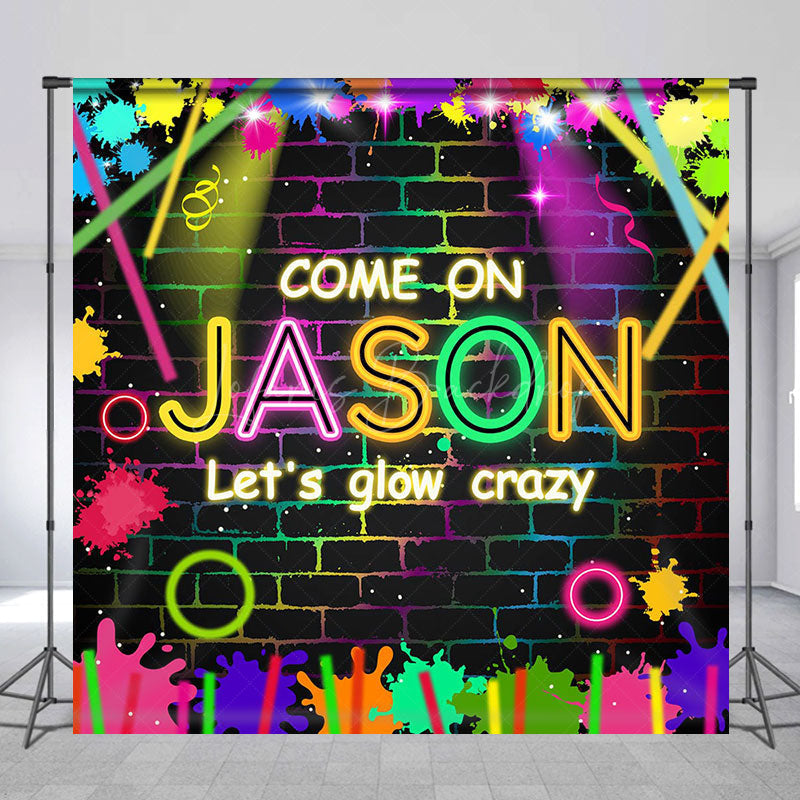 Lofaris Lets Glow Crazy Graffiti Brick Wall Custom Backdrop