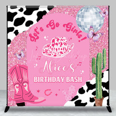 Lofaris Lets Go Girls Custom Pink Cowgirl Birthday Backdrop