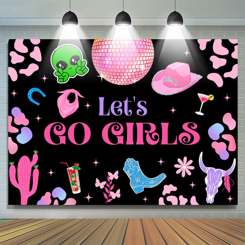 Lofaris Lets Go Girls Pink Disco Birthday Party Backdrop