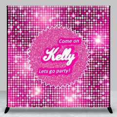 Lofaris Lets Go Party Pink Glitter Custom Birthday Backdrop