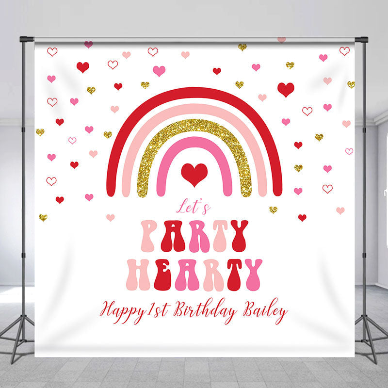 Lofaris Lets Hearty Rainbow Custom 1st Birthday Backdrop