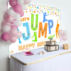 Lofaris Lets Jump Play Colorful Star Happy Birthday Backdrop