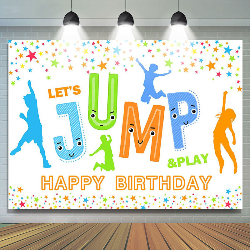 Lofaris Lets Jump Play Colorful Star Happy Birthday Backdrop