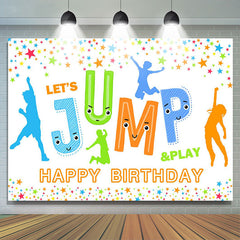 Lofaris Lets Jump Play Colorful Star Happy Birthday Backdrop